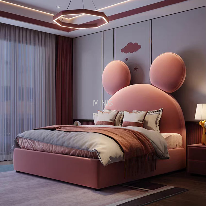 Dormitorio para niños Niña Cama para niños con forma de conejito rosa