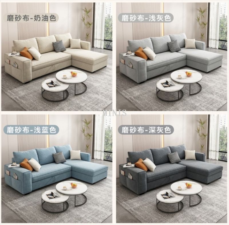 Sofá cama de cuero multifuncional para sala de estar con USB/altavoz