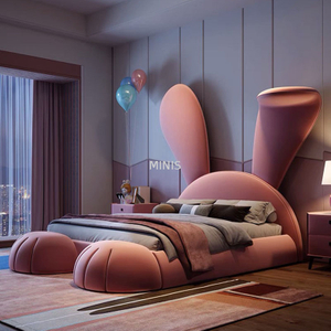 Dormitorio para niños Niña Cama para niños con forma de conejito rosa