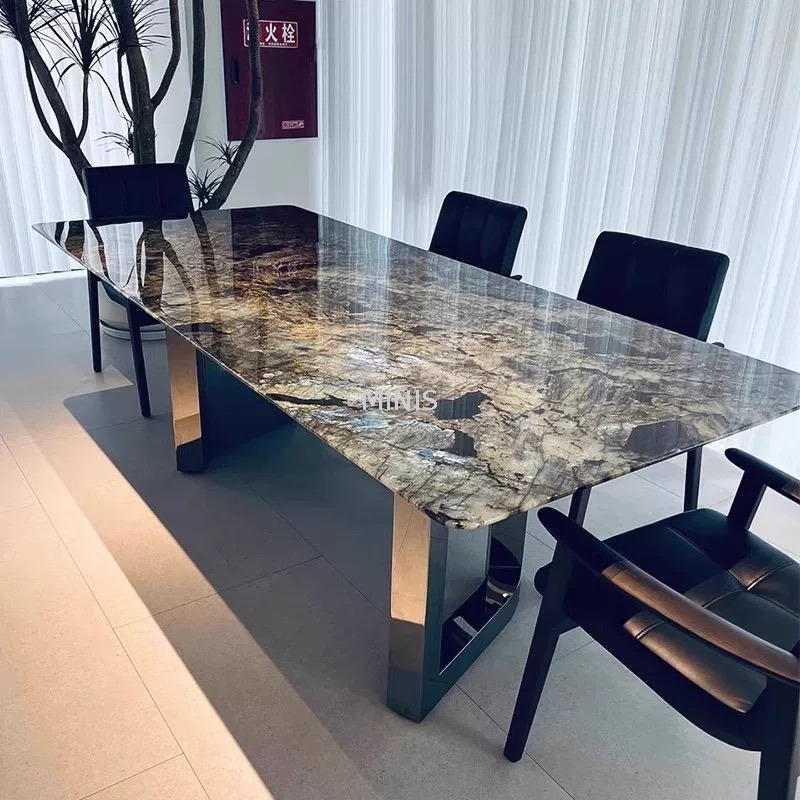 Comedor de porcelana mesa de comedor rectangular de mármol natural