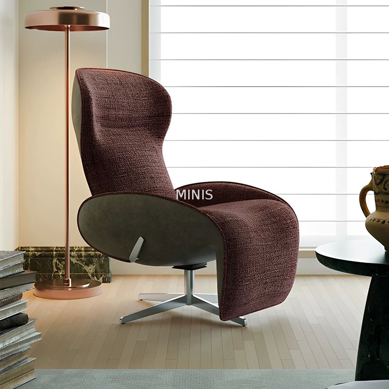 Buena silla reclinable giratoria de tela con reposapiés retráctil