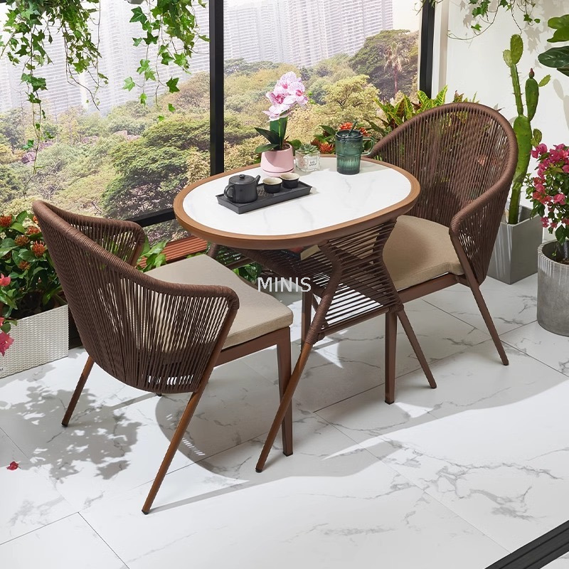 Mesa de comedor para jardín y balcón al aire libre y sillas que ahorran espacio