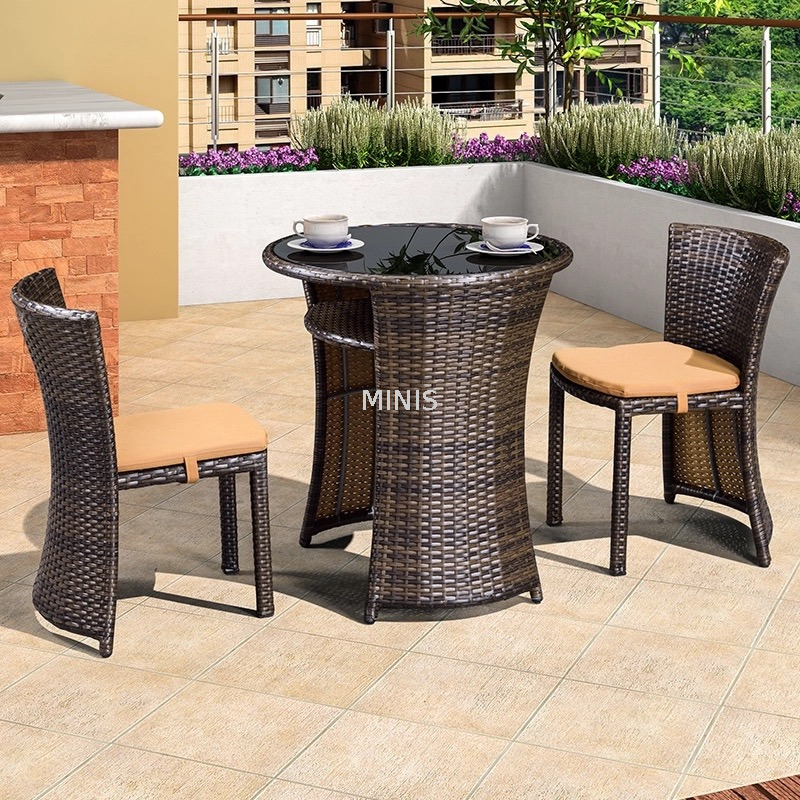 Mesa de comedor para jardín y balcón al aire libre y sillas que ahorran espacio