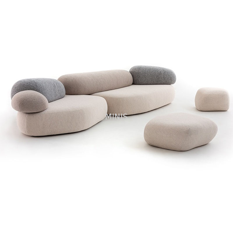 Salón creativo único Pebble cómodo sofá de tela 