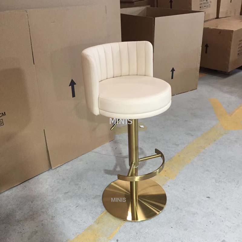 Silla de pub Gold Metal Ajustable Black Velvet Fabe Bar Tabures