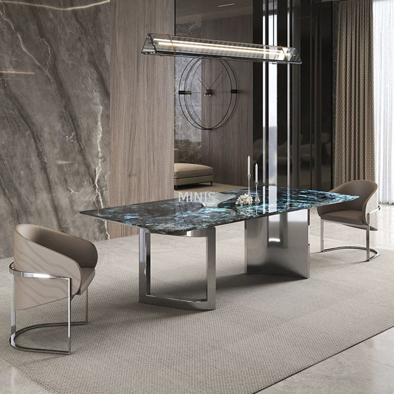 Comedor de porcelana mesa de comedor rectangular de mármol natural