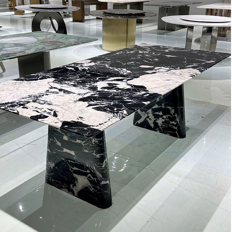Comedor de porcelana mesa de comedor rectangular de mármol natural