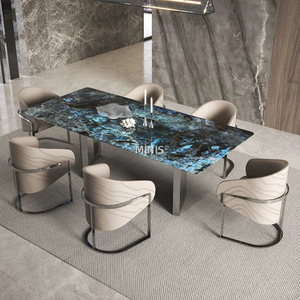 Comedor de porcelana mesa de comedor rectangular de mármol natural