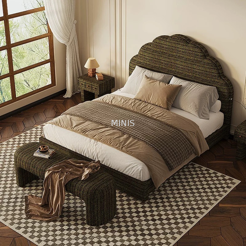 Muebles de dormitorio cómodo rey de terciopelo negro/cama queen 