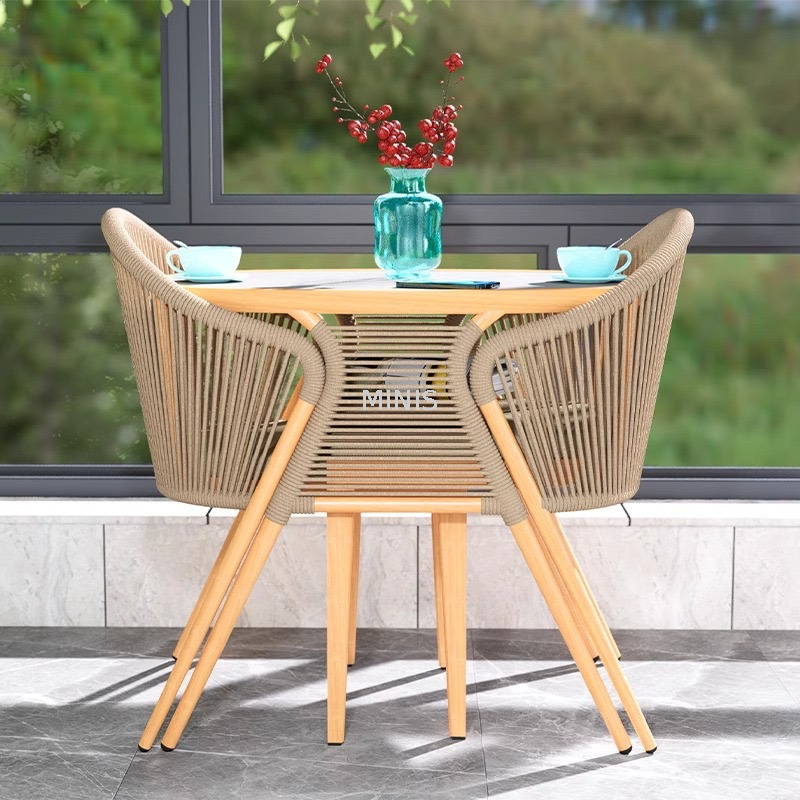 Mesa de comedor para jardín y balcón al aire libre y sillas que ahorran espacio