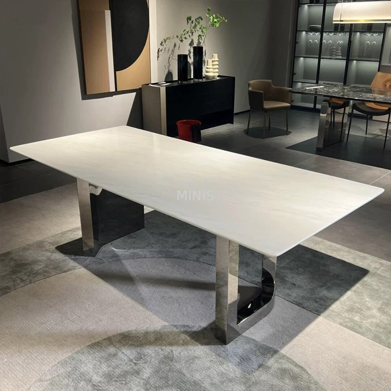 Comedor de porcelana mesa de comedor rectangular de mármol natural