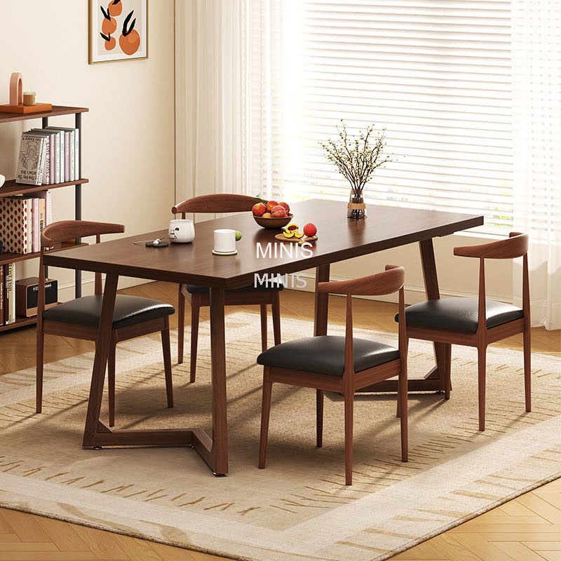 Mesa retráctil de comedor con tapa de mármol y patas de madera moderna