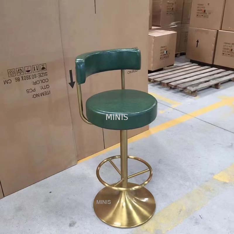 Silla de pub Gold Metal Ajustable Black Velvet Fabe Bar Tabures