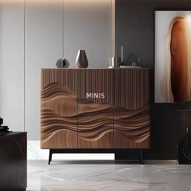 Aparador de madera utilizado como gabinete de almacenamiento de vivienda/comedor