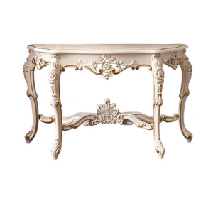 Mesa consola de decoración de madera de oro blanco de pasillo francés